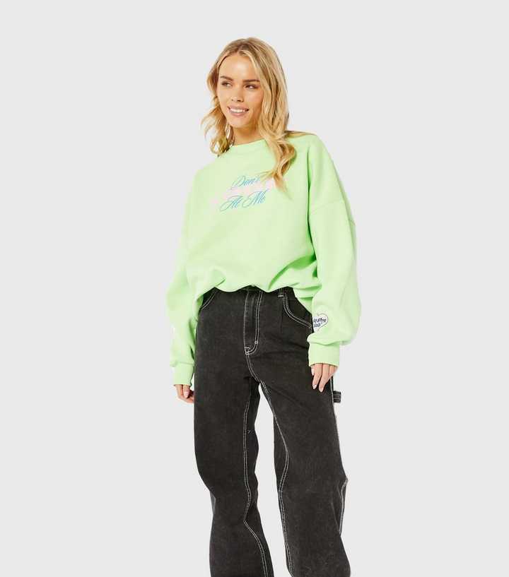 Skinnydip Green Don't Look at Me Oversized Logo Sweatshirt | New Look