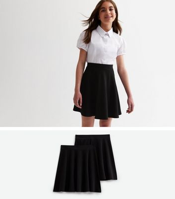 Girls 2 Pack Black School Skater Skirts New Look