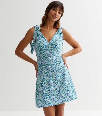 New look blue outlet ditsy dress