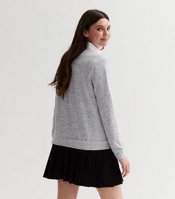 Girls grey v neck jumper best sale