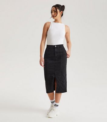 Urban Bliss Black Split Hem Midi Skirt New Look