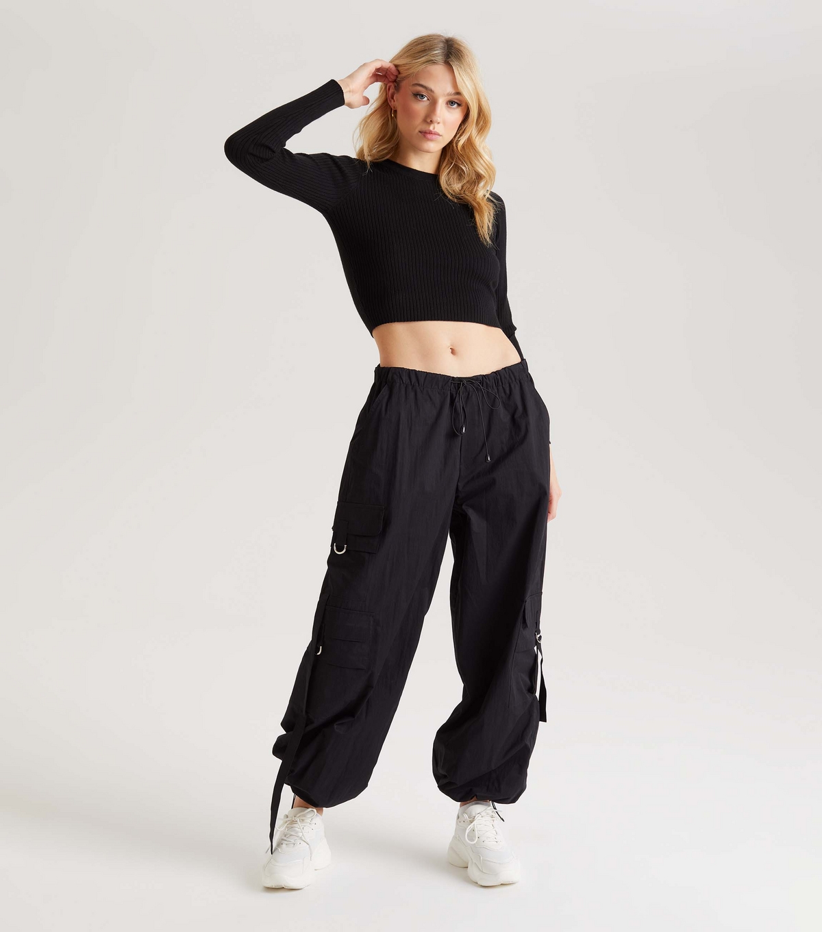 Women's Black Ribbed Knit Cut Out Crop Jumper Urban Bliss New Look