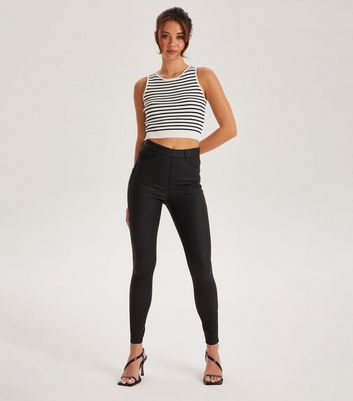 Urban Bliss Black Leather-Look Jeggings New Look