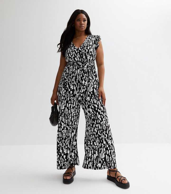 Plus Size Zebra Print Wide Leg Jersey Jumpsuit