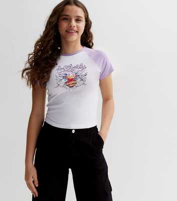 Girls Lilac Heartbreaker Raglan Logo T-Shirt