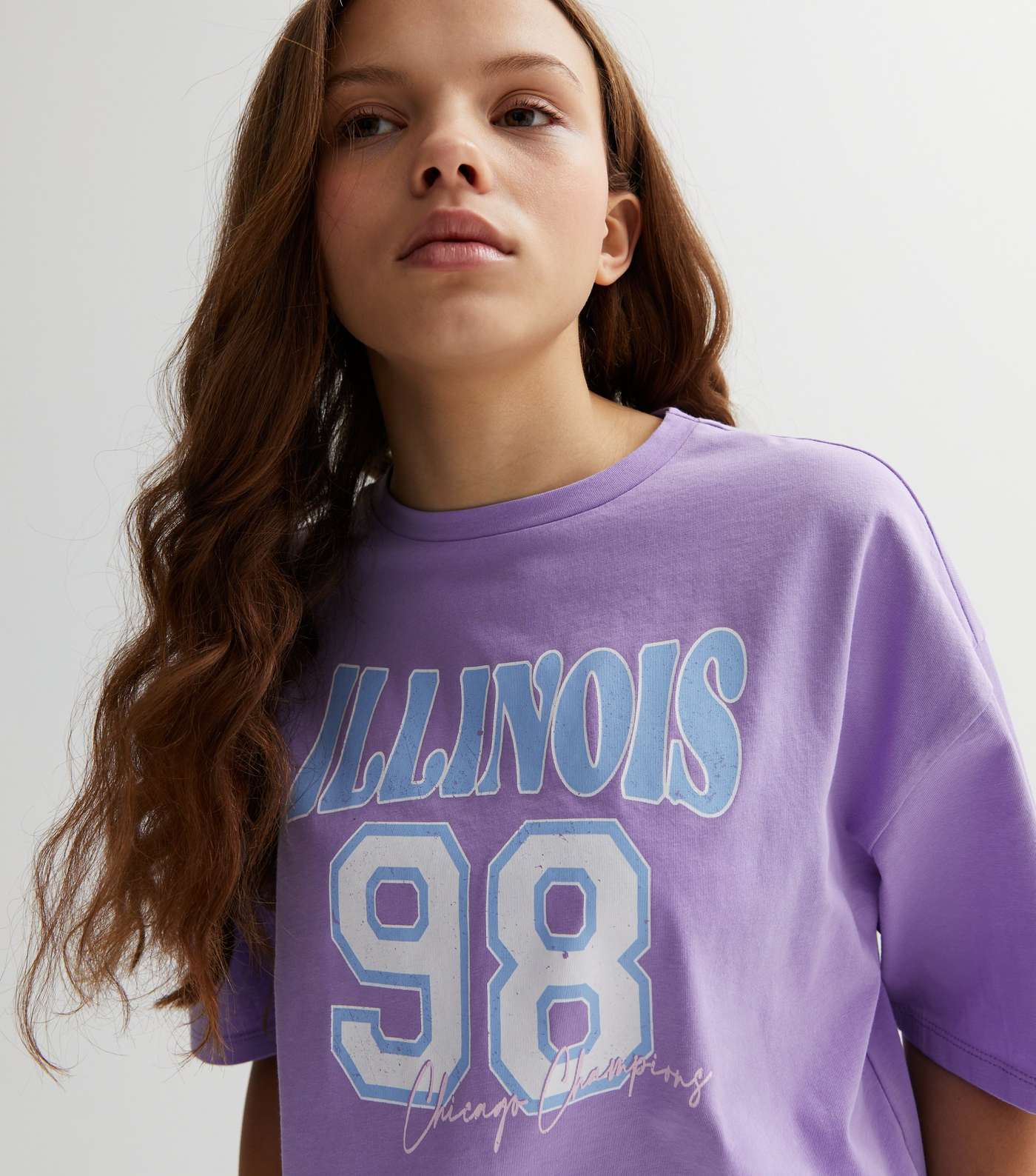 Girls Purple Illinois Logo Boxy T-Shirt