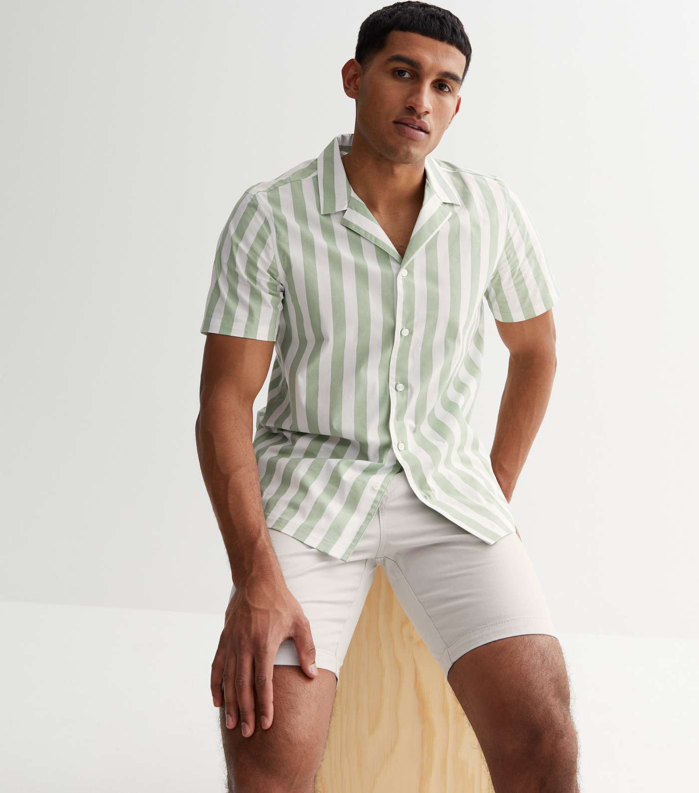 Mint Green Stripe Poplin Short Sleeve Shirt