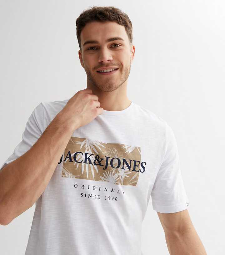 Jack & Jones White Palm Logo T-Shirt