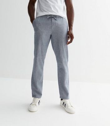 Men's Jack & Jones Grey Linen-Look Trousers New Look