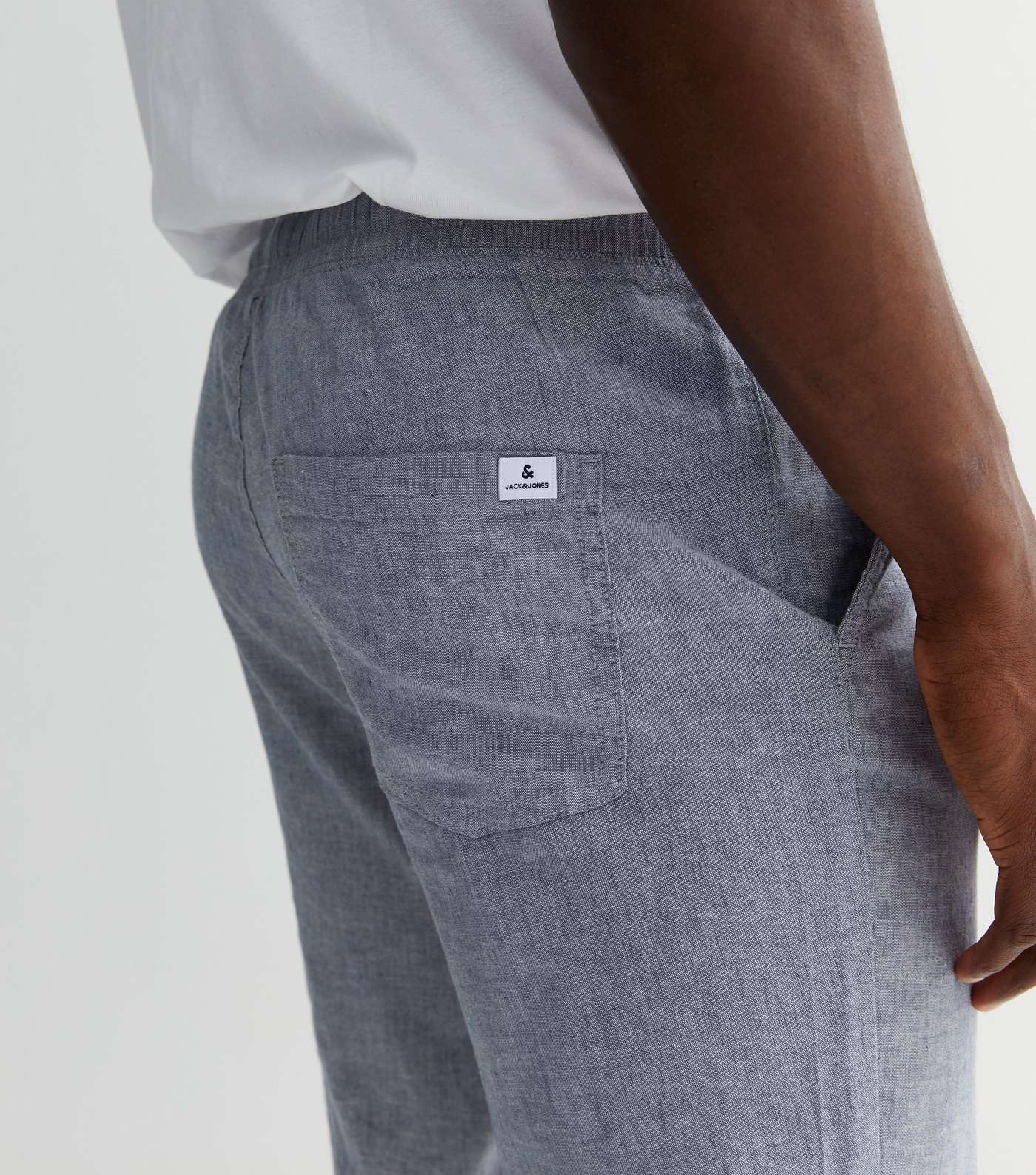 Jack & Jones Grey Linen-Look Trousers Image 3