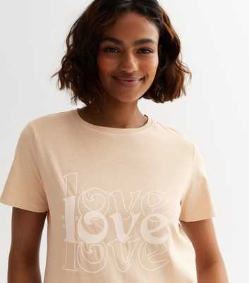 Petite Camel Crew Neck Love Logo T-Shirt
