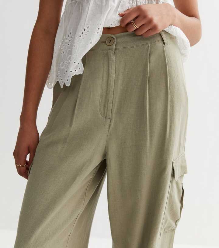 Linen Elastic Waist Cargo Pant