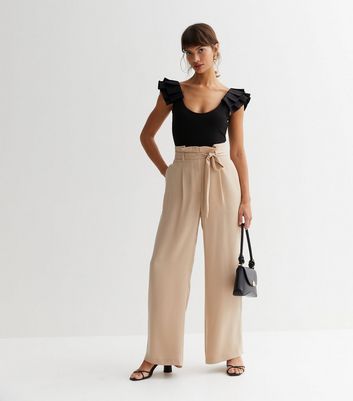 New Look Women's Black Wide-Leg Pants | ShopStyle