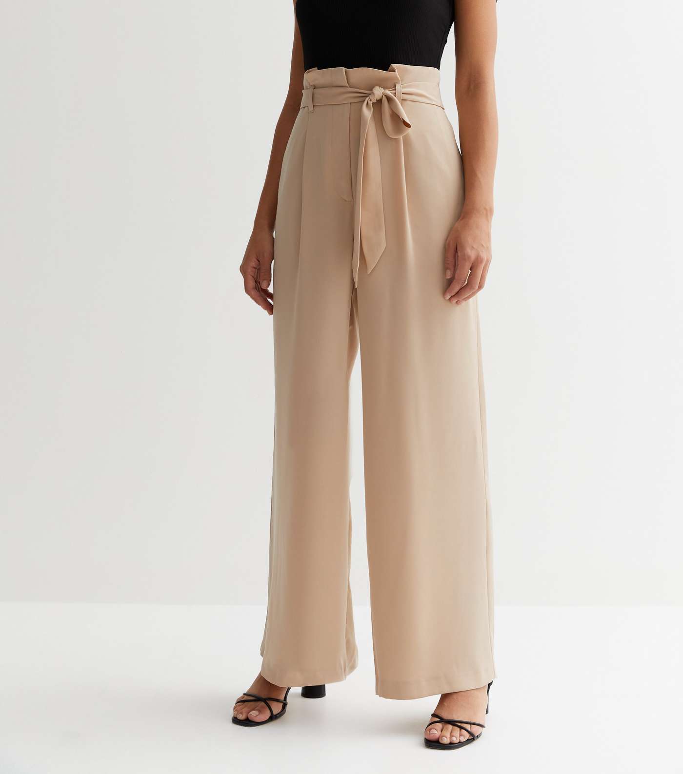 Stone Wide Leg Paperbag Trousers Image 2