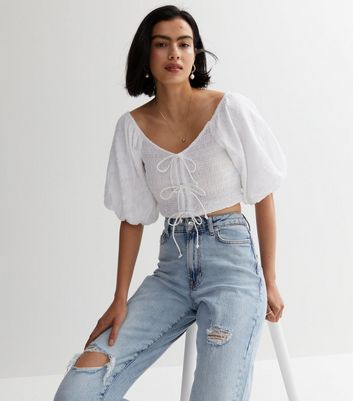 Lace up store jeans new look