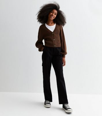 New Look relaxed fit cardigan in dark brown