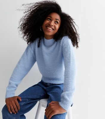 Light blue clearance fluffy sweater