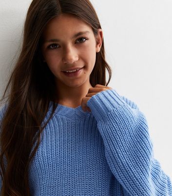 Girls v outlet neck jumper