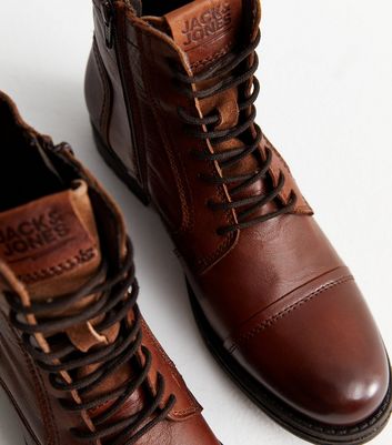 Jack Jones Rust Leather Boots New Look