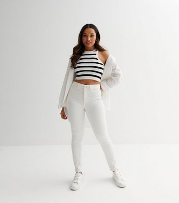 Petite White Lift Shape Jenna Skinny Jeans New Look