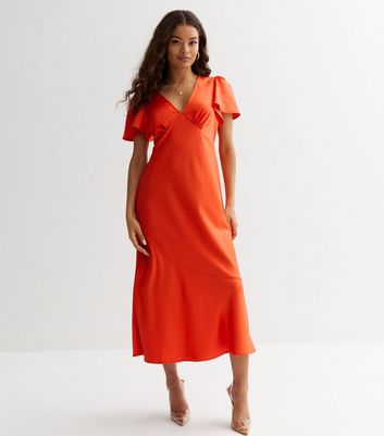Satin dress orange hotsell