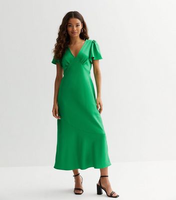 New look green satin clearance dress