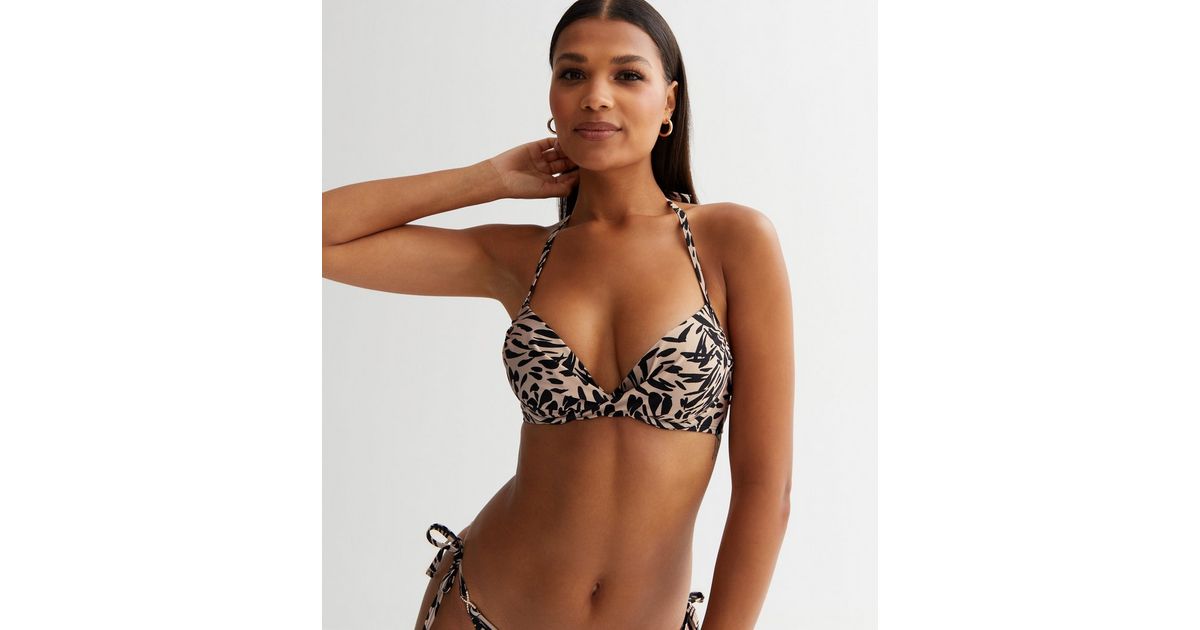 Brown Animal Print Underwired Bikini Top