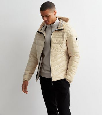 New Look waisted puffer coat with faux fur hood in gray | ASOS