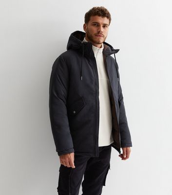 Jack Jones Black Hooded Parka Jacket New Look