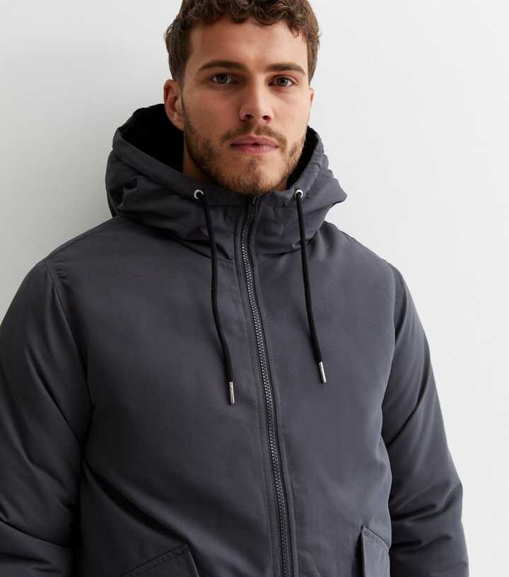 Jack & Jones Dark Grey Hooded Parka Jacket