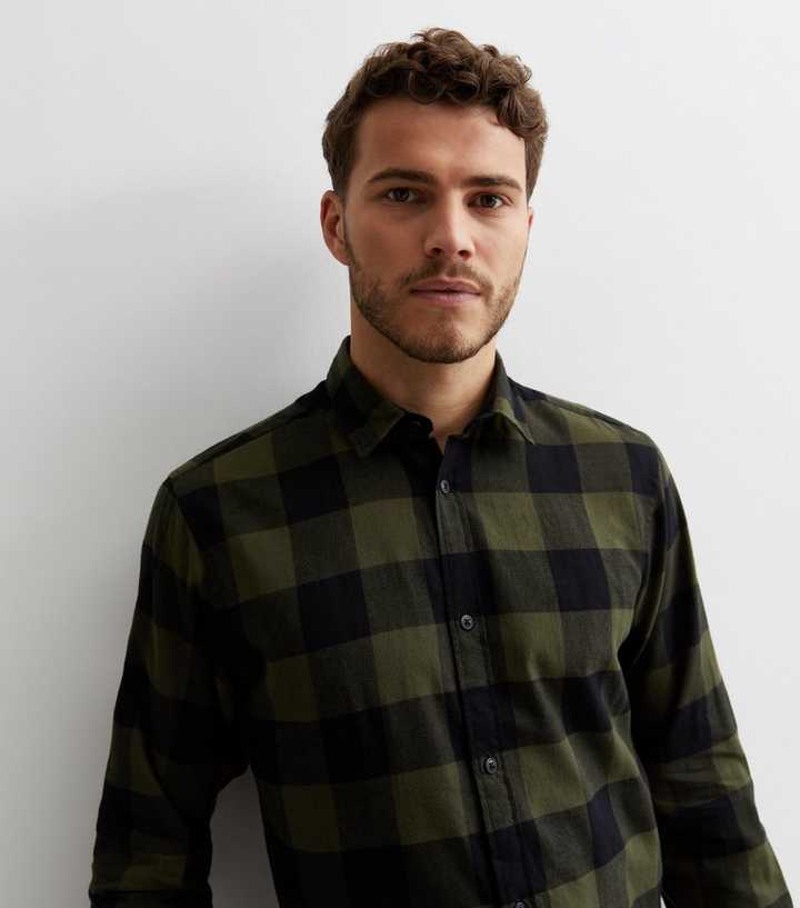 black plaid long sleeve shirt