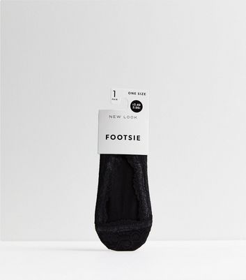 Black Lace Footsie Socks New Look