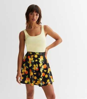 Black Fruit Flippy Mini Skirt