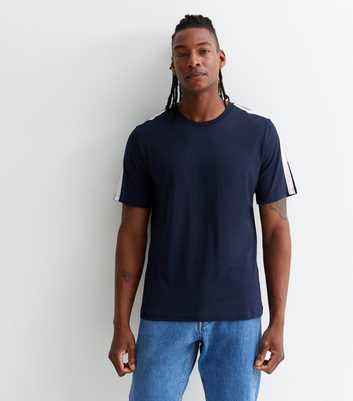 Jack & Jones Blue Cotton Tape Short Sleeve T-Shirt
