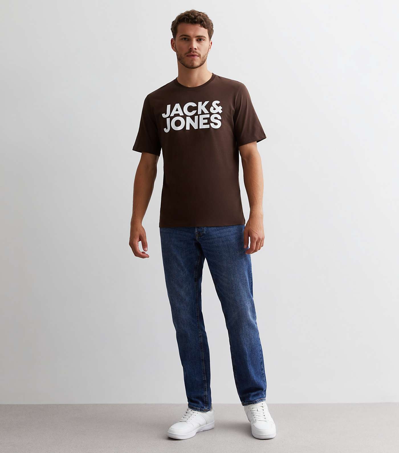 Jack & Jones Dark Brown Cotton Logo T-Shirt Image 3