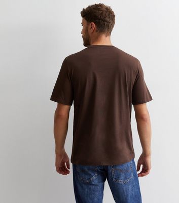 Men's Jack & Jones Dark Brown Cotton Logo T-Shirt New Look