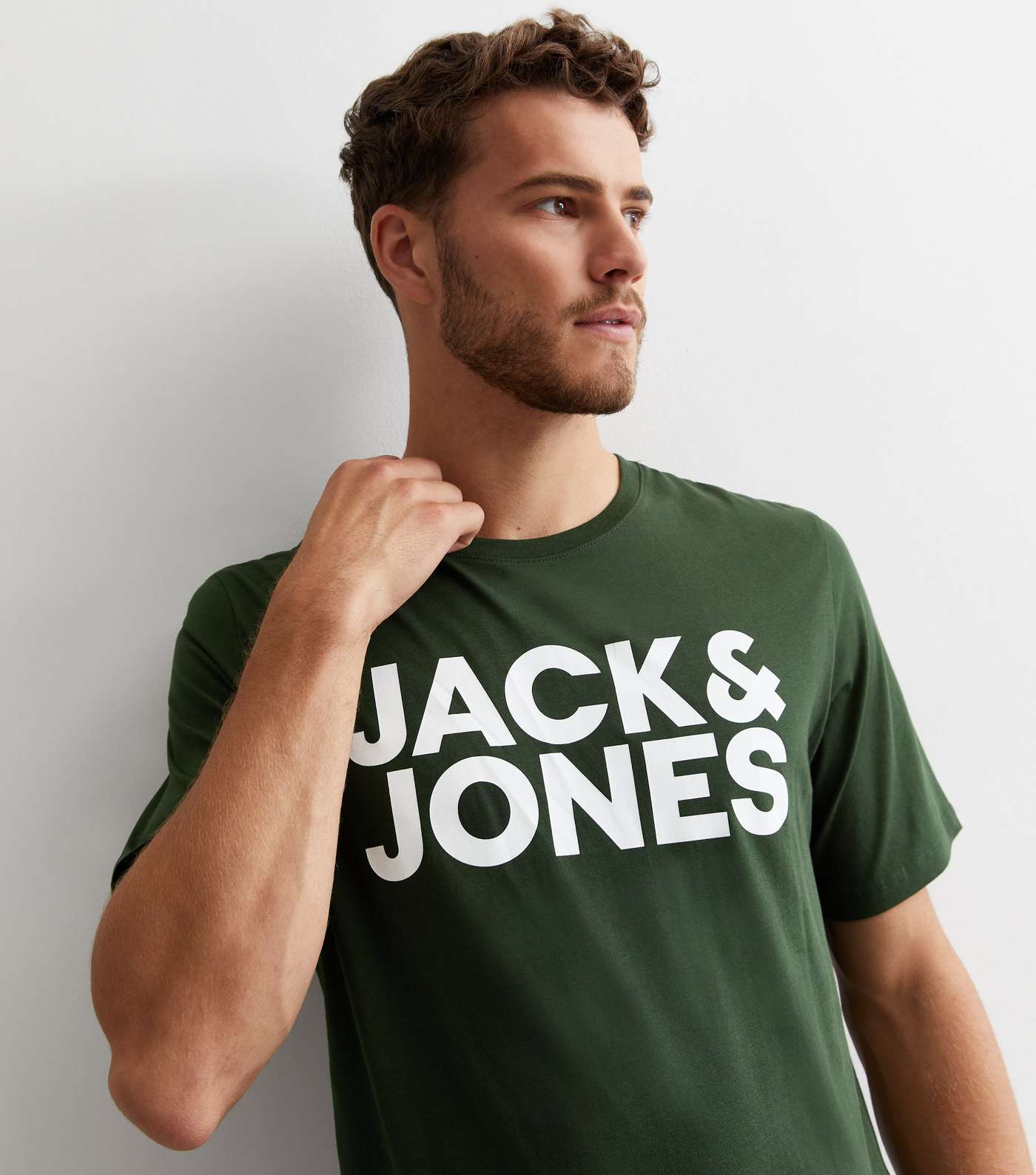 Jack & Jones Khaki Cotton Logo T-Shirt Image 2