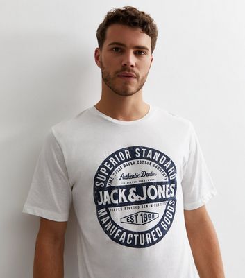 Men's Jack & Jones White Cotton Logo T-Shirt New Look