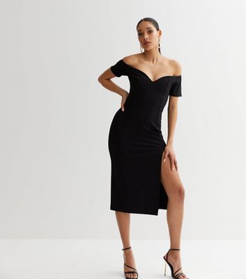 Black bardot cocktail clearance dress