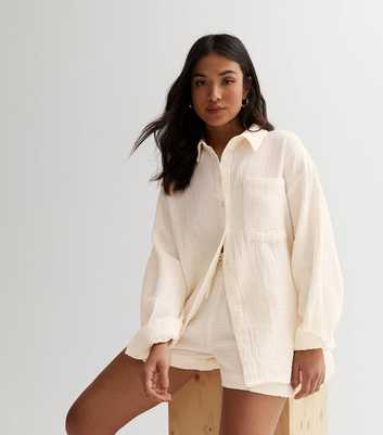 Petite Off White Cheesecloth Shirt