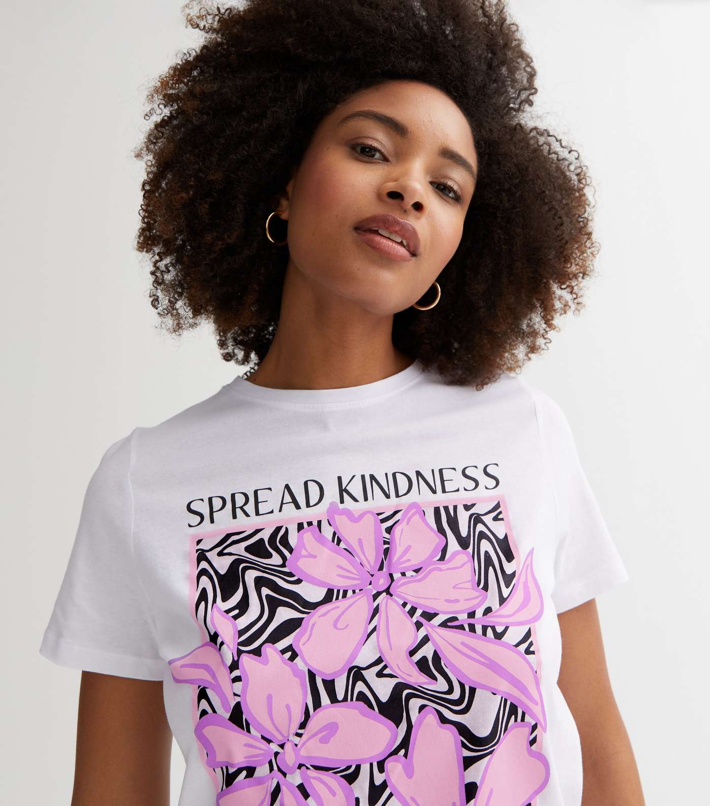 White Floral Spread Kindness Logo T-Shirt Image 3