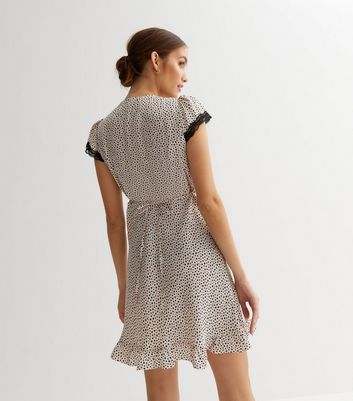White Spot Lace Trim Mini Dress New Look