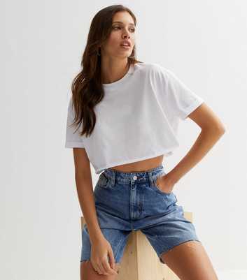 White Jersey Crop Boxy T-Shirt