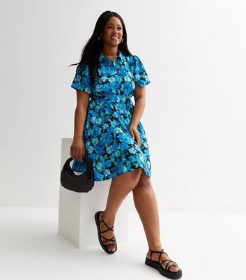 Blue floral outlet dress short