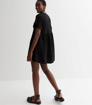 Black mini shop smock dress