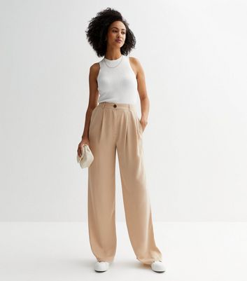 White Woven High Waist Tailored Wide Leg Trousers  PrettyLittleThing