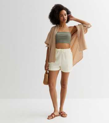 Tall Off White Elasticated Shorts