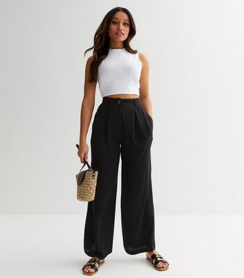 Petite Black Stretch Trousers | New Look