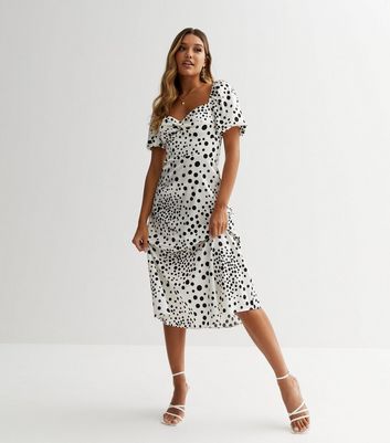 New look white dress with black spots hotsell