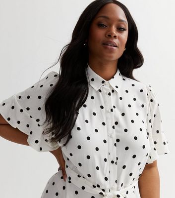 Polka dot button outlet down dress